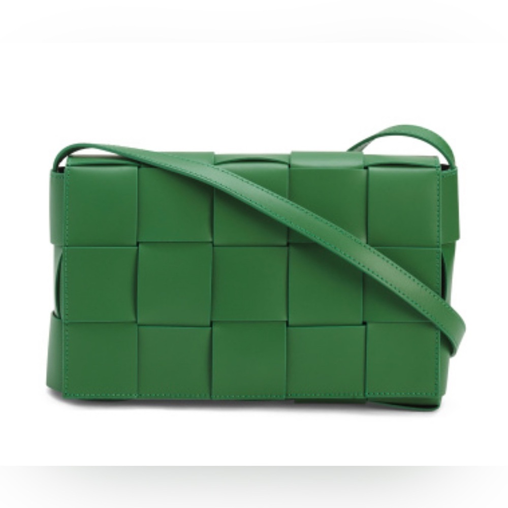 Isadora Made in Italy Kelly Green Woven Leather Crossbody Bag - Picture 3 of 17